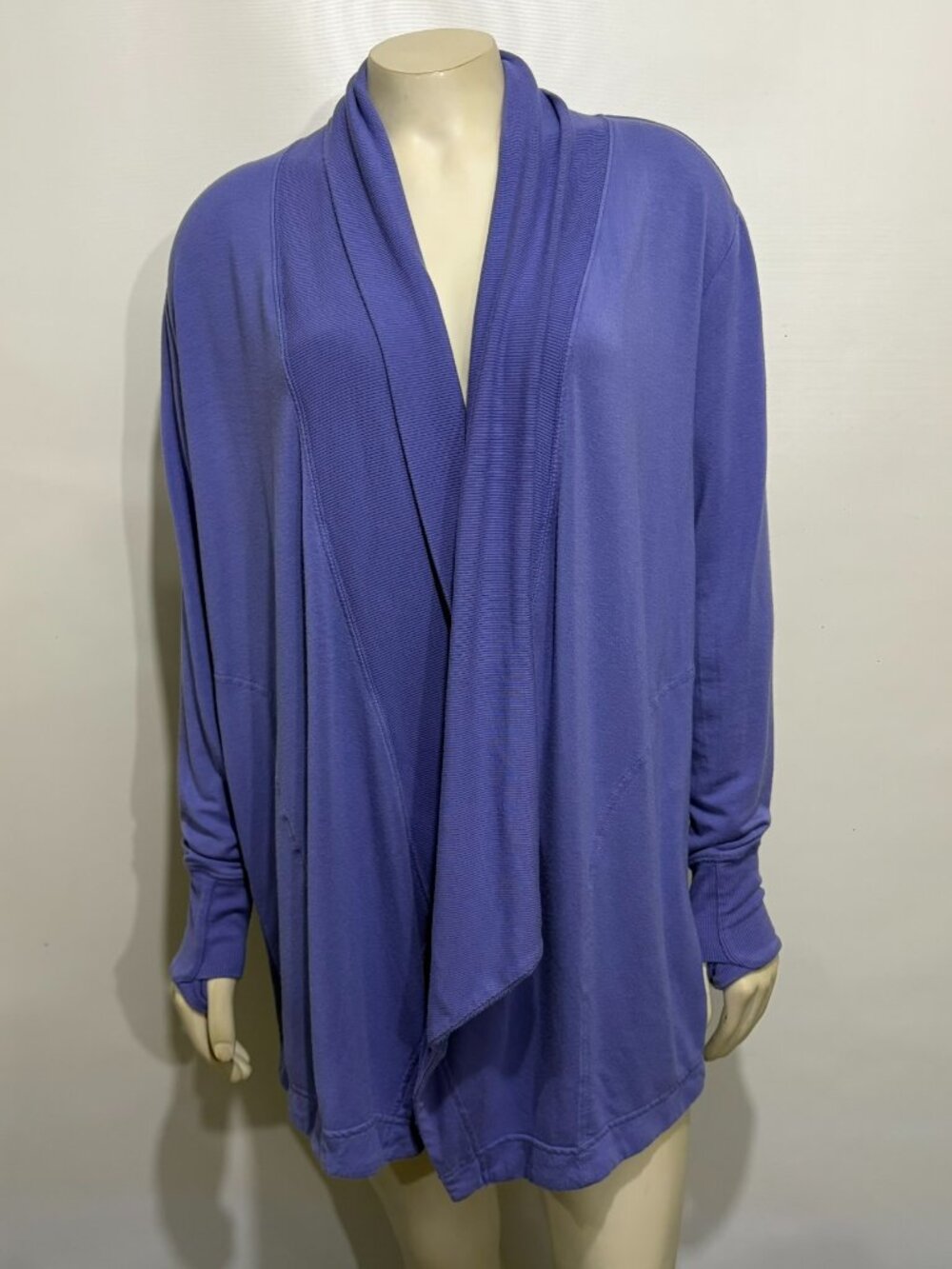 Athleta XS Periwinkle Blue Pranayama Wrap Draped Cardigan Thumbholes Pockets